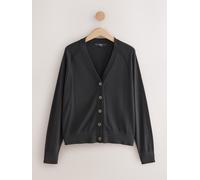 Next Black Soft Touch V-Neck Cotton Rich Button Up Cardigan