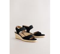 Next Black Standard Fit Round Toe Elastic Strap Detail Wedges