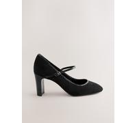Next Black Standard Fit Round Toe Mary Jane Block Court Shoes Black 8 EU 42