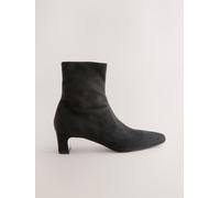 Next Black Standard/Wide Fit Chisel Toe Block Heel Sock Boots
