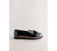 Next Black Standard/Wide Fit Chunky Patent Tassel Detail Loafers Black EU 38 (UK 5)