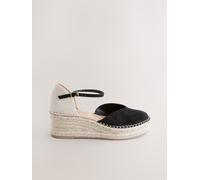 Next Black Standard/Wide Fit Closed Toe Platform Espadrille Wedges