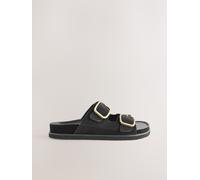 Next Black Suede Forever Comfort Double Strap Footbed Sandals