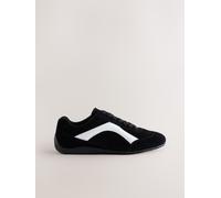 Next Black Suede Forever Comfort Leather Slimsole Lace-Up Trainers
