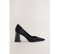 Next Black Suede Leather Block Court Heels Black Suede EU 37.5 (UK 4.5)