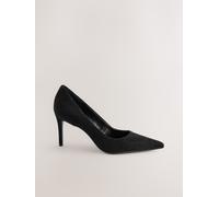 Next Black Suede Standard/Wide Fit Leather Mid Court Shoes Black Suede EU 38 W (UK 5)