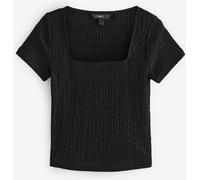 Next Black Textured Short Sleeve Square Neck T-Shirt