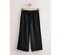 Next Black Tie Waist Linen Blend Culottes