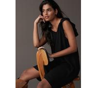 Next Black V-Neck Ruffle Sleeve Mini Dress with Linen Black EU 44 Petite (UK 16 P)