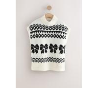 Next Black/White Bow Fairisle Pattern Knitted Tank