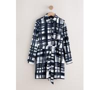 Next Black/White Check Mini Long Sleeve Tie Waist Shirt Dress Black/White Check EU 46 Tall (UK 18 T)