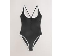 Next Black/White Contrast Zipped Shaping Tummy Control Swimsuit