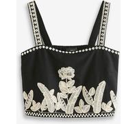 Next Black/White Embroidered Beach Top
