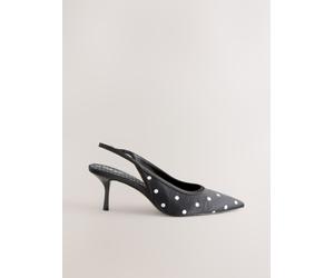 Next Black/White Forever Comfort Polka Dot Point Slingback Heels Black/White EU 39 W (UK 6)