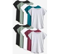 Next Black/White/Grey/Green/Blue Cap Sleeve Cotton T-Shirts 10 Pack