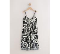 Next Black/White Palm Print Jersey Button Down Midi Dress Black/White Palm Print EU 38 (UK 10)