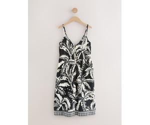 Next Black/White Palm Print Jersey Button Down Midi Dress Black/White Palm Print EU 48 Tall (UK 20 T)