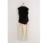 Next Black/White Polka Dot 2 in 1 Sheer Skirt Midi Dress Black/White Polka Dot EU 44 (UK 16)