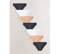 Next Black/White/Praline Nude Bikini Microfibre Knickers 7 Pack