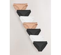 Next Black/White/Praline Nude High Leg Microfibre Knickers 7 Pack