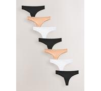 Next Black/White/Praline Nude Thong Microfibre Knickers 7 Pack