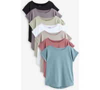 Next Black/White/Purple/Beige/Blue Cap Sleeve Cotton T-Shirts 7 Pack