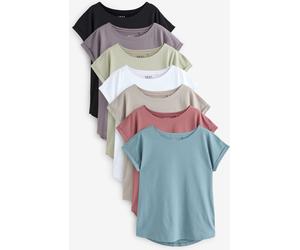 Next Black/White/Purple/Beige/Blue Cap Sleeve Cotton T-Shirts 7 Pack