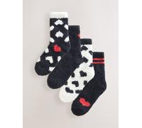 Next Black/White Red Hearts Cosy Ankle Socks 4 Pack