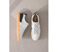 Next Black/White Signature Premium Leather Chunky Side Stripe Lace Up Trainers