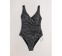 Next Black/White Spot Ruched Side Tummy Shaping Control Swimsuit