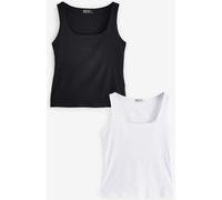 Next Black/White Square Neck Vest 2 Pack