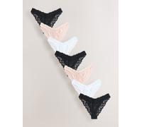 Next Black/White Tanga Ultimate Comfort Lace Knickers 7 Pack