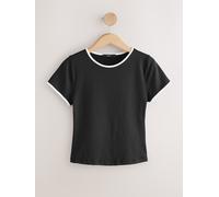 Next Black/White Tipped Soft Touch Slinky Crew Neck Short Sleeve T-Shirt