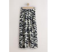 Next Black/White Wide Leg Trousers With Linen