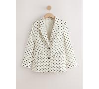 Next White/Black Polka Dot Single Breasted Blazer with Linen