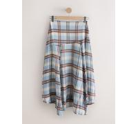 Next Blue/Brown Check Godet Asymetrical Maxi Skirt Blue/Brown Check EU 54 Regular (UK 26 R)