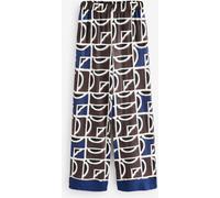 Next Blue/Brown Geo Print Wide Leg Jersey Trousers
