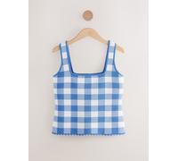 Next Blue Check Gingham Check Co-Ord Knitted Vest Top