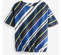 Next Blue Diagonal Stripe Bubble Hem Boxy T-Shirt