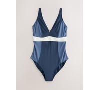 Next Blue/Ecru Colourblock DD+ Plunge Wired Tummy Control Swimsuit