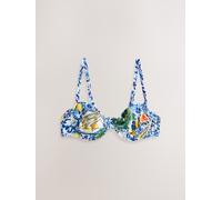 Next Blue/Ecru Floral Non Padded Wired Bikini Top