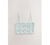 Next Blue/Ecru Floral Shirred Bandeau Bikini Top