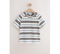 Next Blue/Ecru Stripe Knitlook Short Sleeve Crew Neck Top