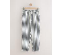 Next Blue/Ecru Stripe Pull On Tapered Trousers With Linen