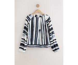 Next Blue/Ecru Stripe Twist Neck Long Sleeve Blouse