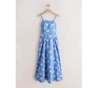 Next Blue Floral/Stripe Cotton Rich Thin Strap Summer Dress Blue Floral/Stripe EU 52 (UK 24)
