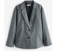 Next Blue Geo Print Relaxed Single Breasted Blazer