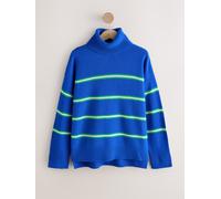 Next Blue/Green Stripe 100% Merino Wool N. Premium Roll Neck Jumper