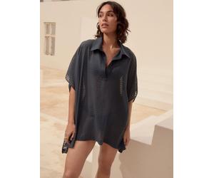 Next Blue Longline Overhead 100% Cotton Shirt Cover-Up