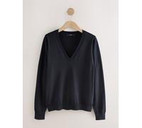 Next Blue Navy Soft Touch V-Neck Cotton Rich Jumper